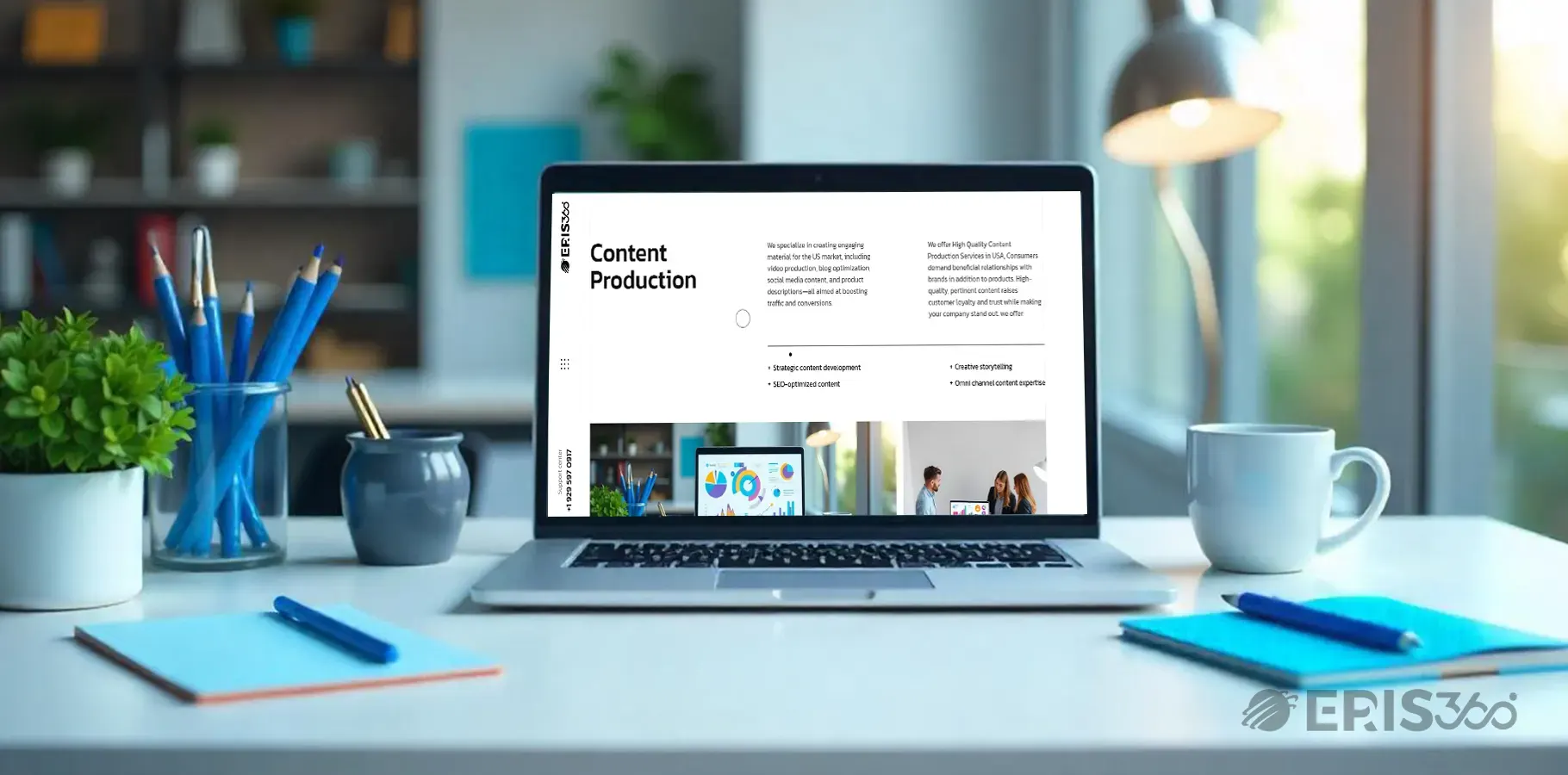 Eris360's content production services webpage