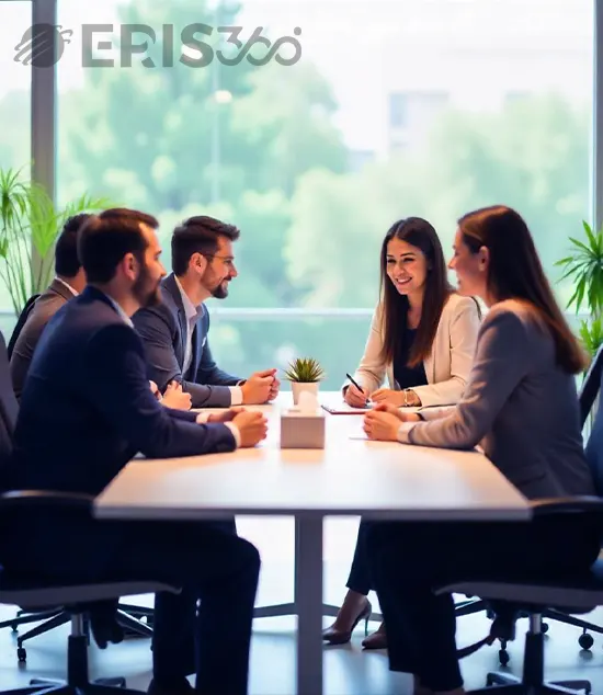 Professionals in a strategy meeting, Eris360 digital solutions.