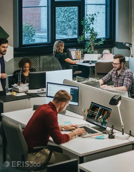 AI-driven digital solutions in a modern workspace.